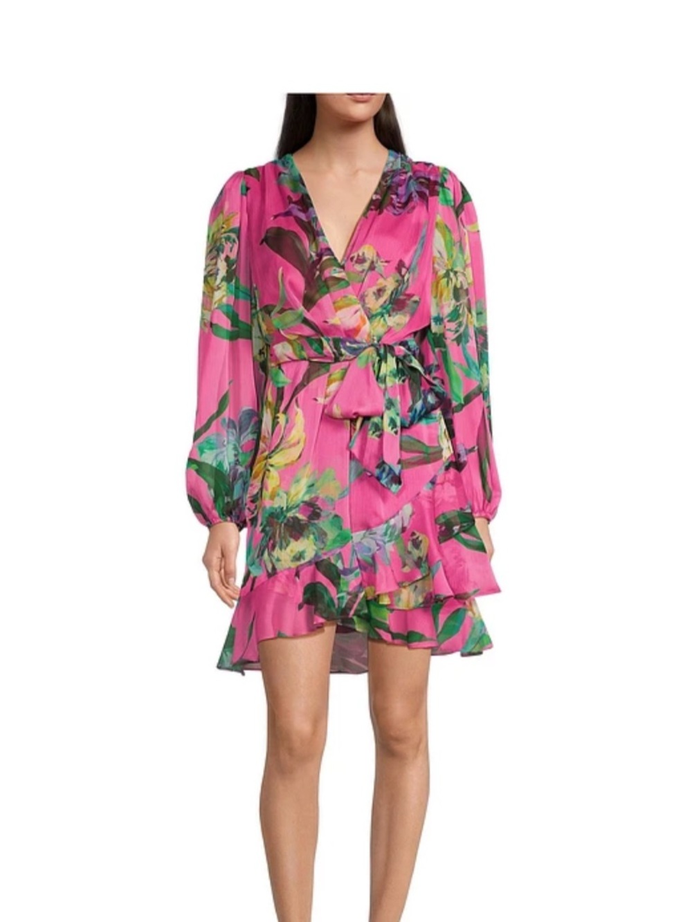 Alex Marie Pink Floral Wrap Mini Dress